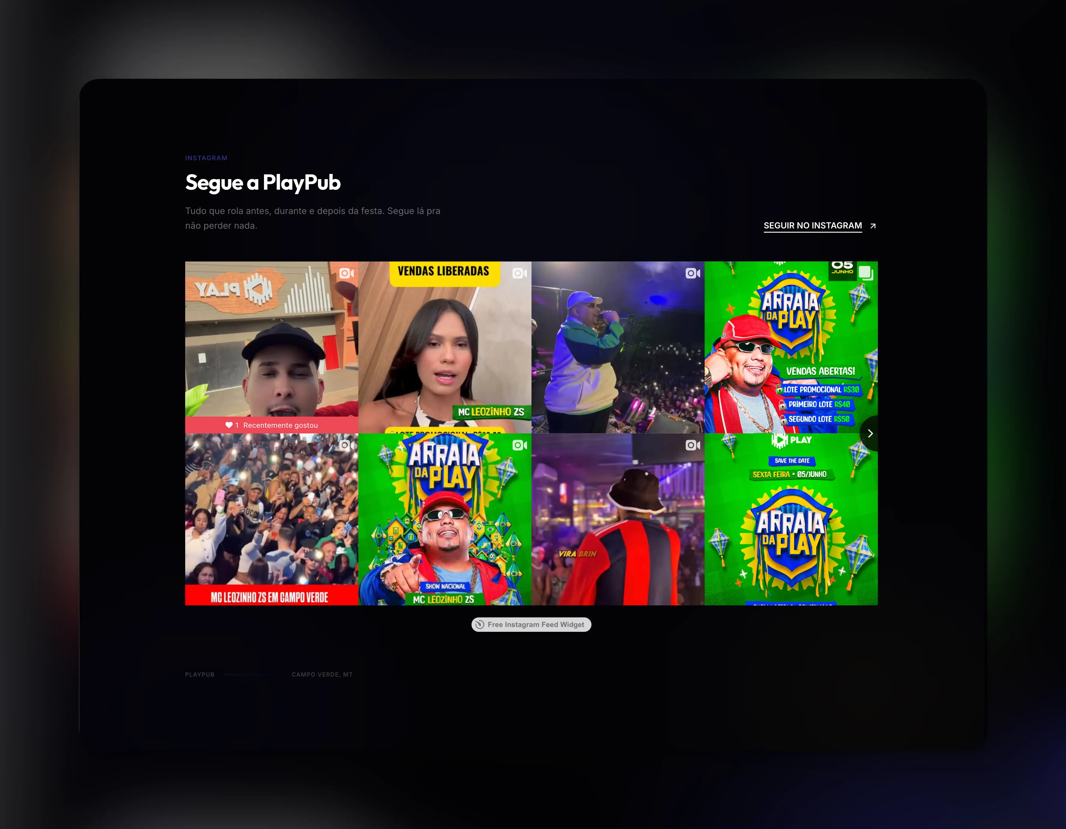 Feed do Instagram integrado
